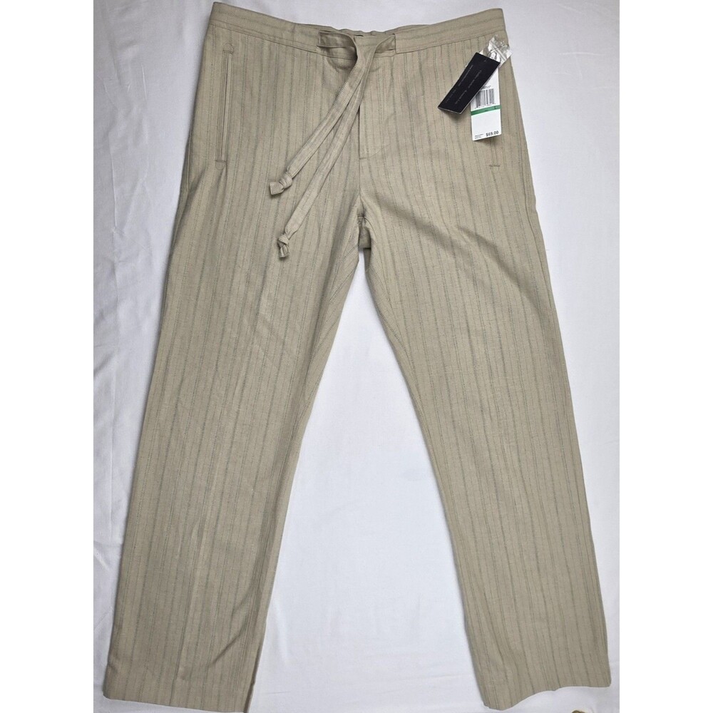 Kenneth Cole New York (Large) striped linen-cotton blend pants.